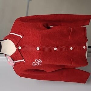 My Favorite Sasakids Size M Red and White Knit Button Up Sweater